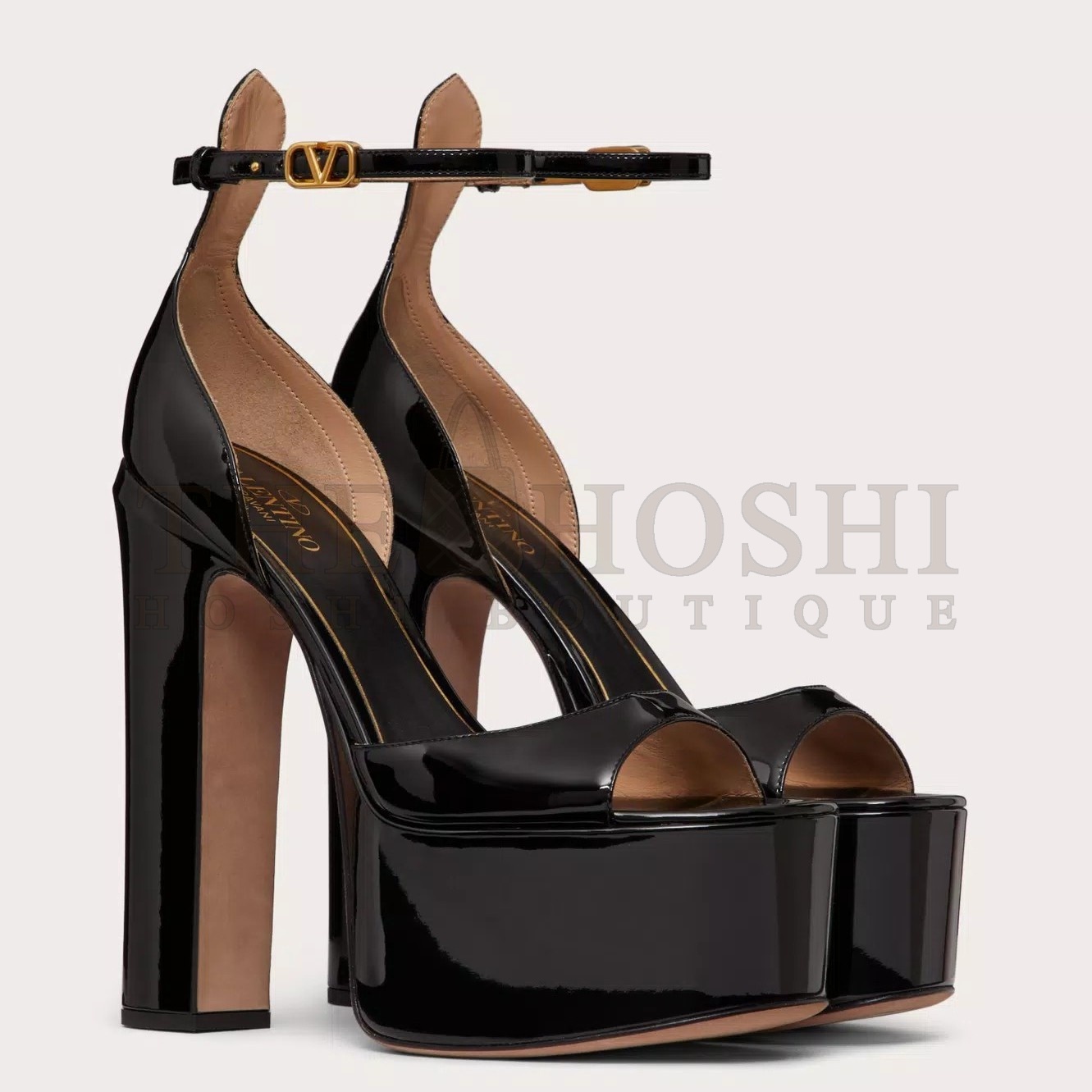 Va1e*ntin0 Tan-Go Platform Sandals 155mm In Black Patent Leather Master Quality