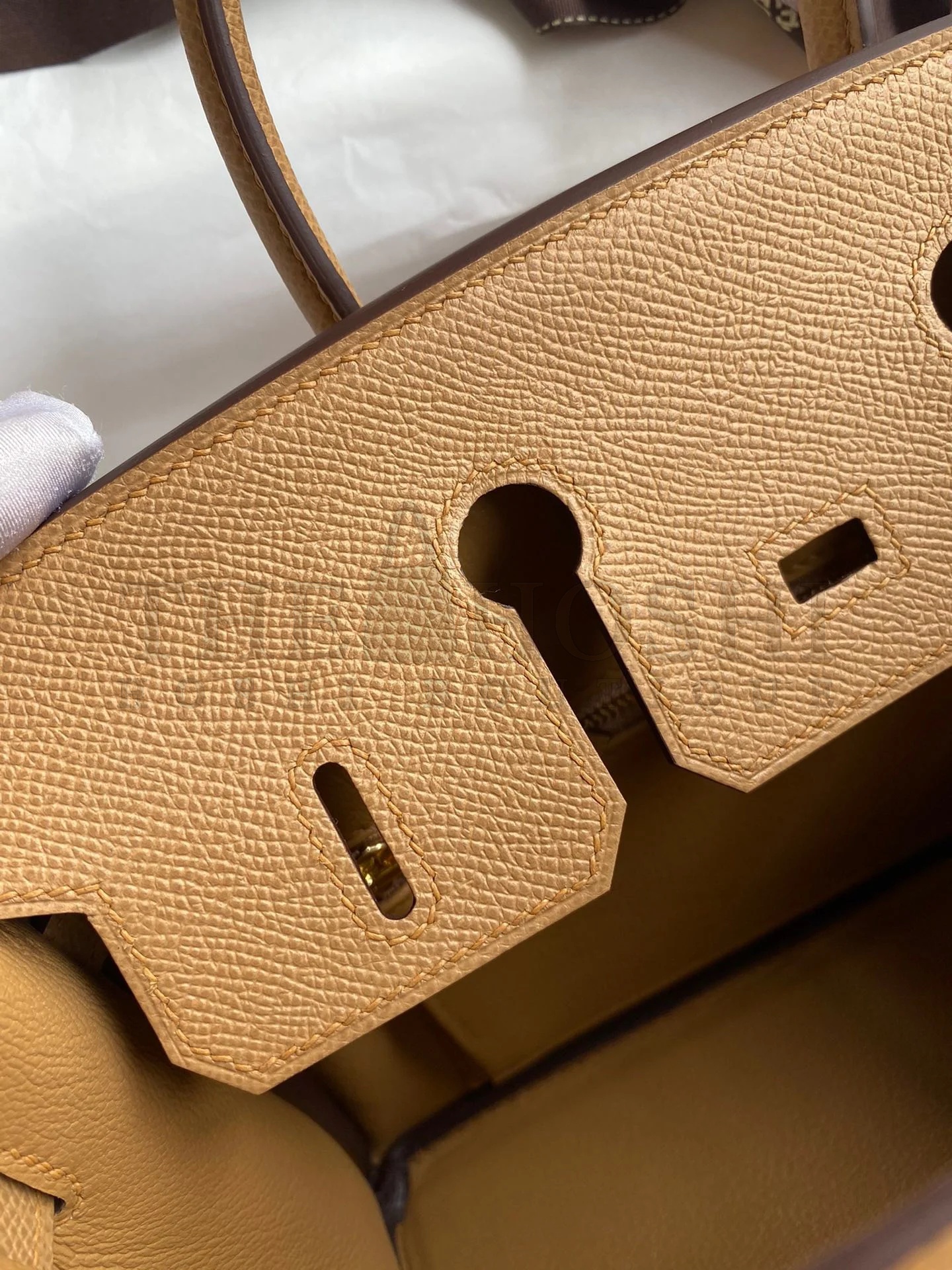 H**me5 Birkin 25 Retourne Handmade Bag In Biscuit Epsom Calfskin Master Quality