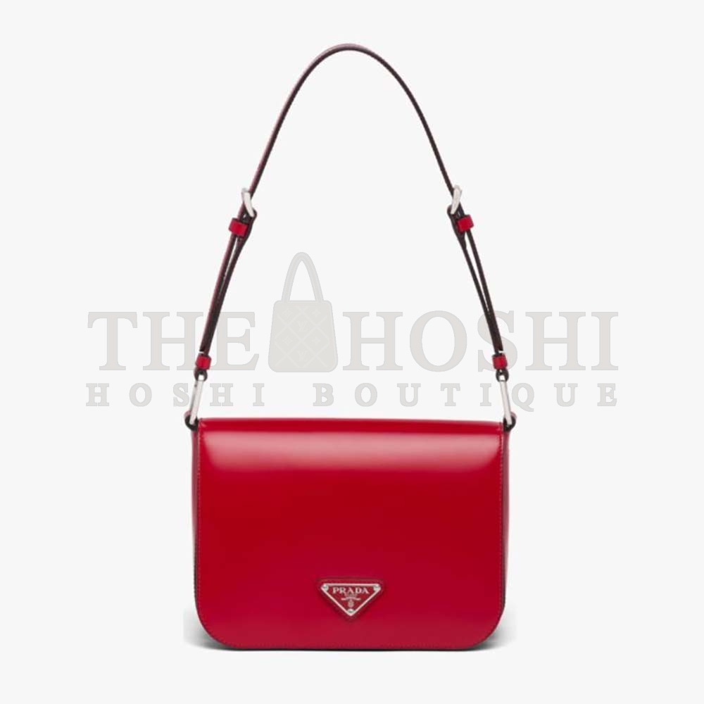 Pra*a Women Brushed Leather Shoulder Bag-Red Master Quality