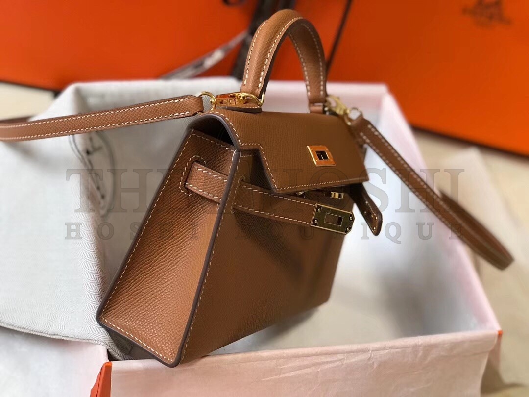 H**me5 Kelly Mini II Bag In Gold Epsom Leather Master Quality