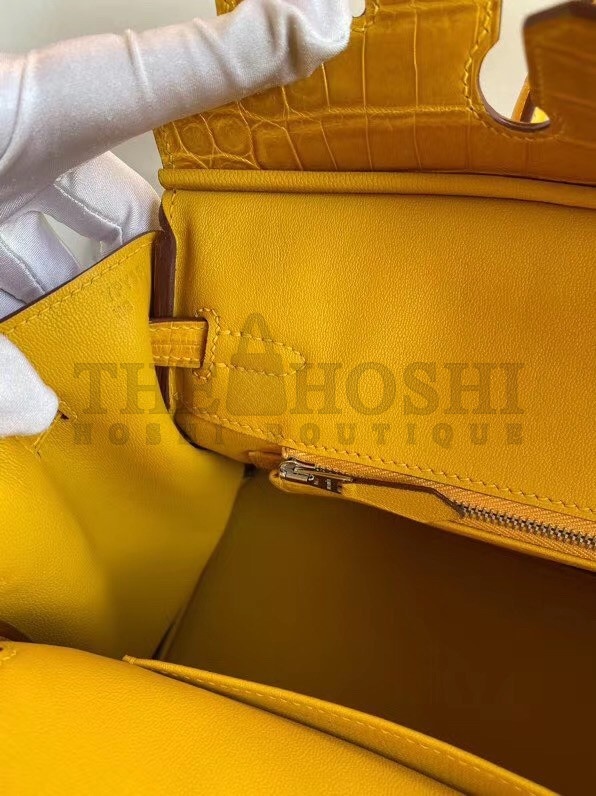 H**me5 Yellow Touch Birkin 30cm Bag Shiny Niloticus Crocodile Skin Master Quality