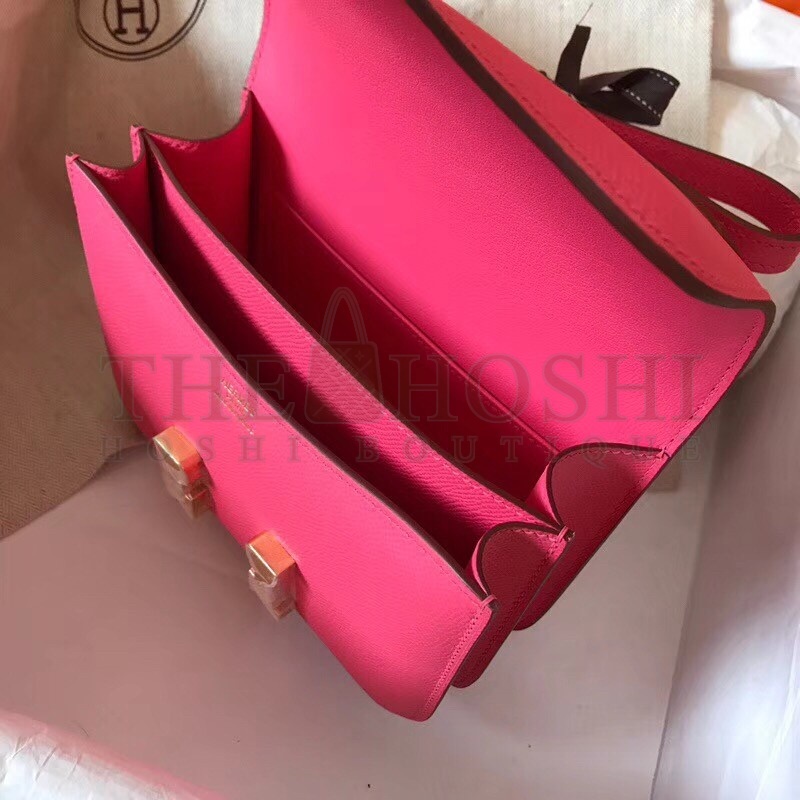 H**me5 Mini Constance 18cm Rose Lipstick Epsom Bag Master Quality