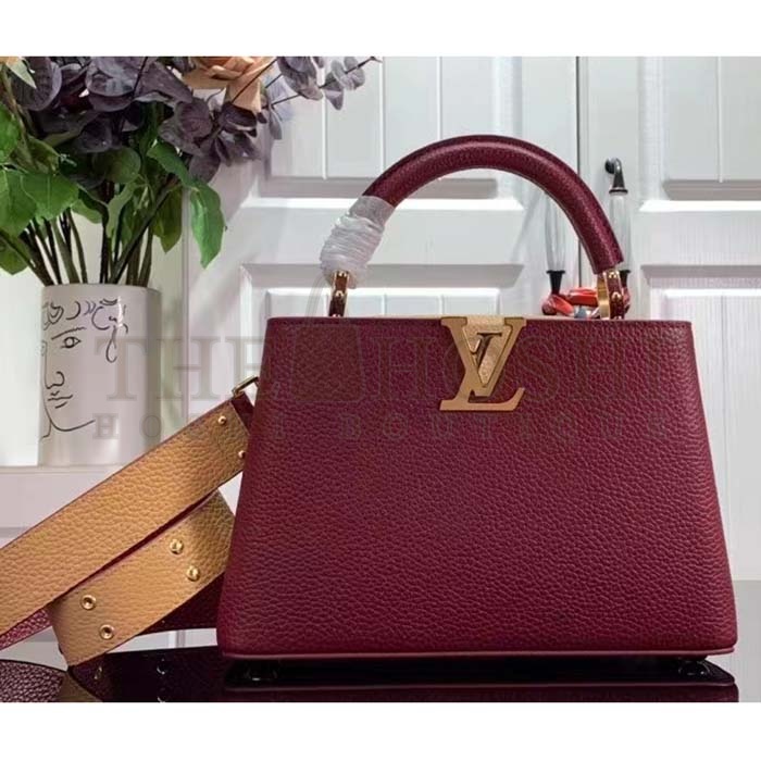 L0vis Vvtt0n LV Women Capucines BB Handbag Griotte Red Arizona Taurillon Cowhide Leather Master Quality
