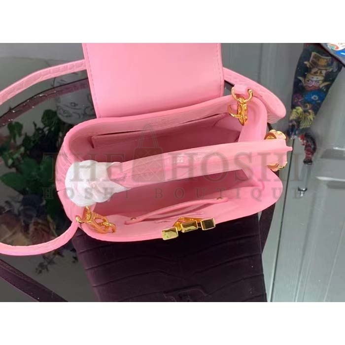 L0vis Vvtt0n LV Women Capucines Mini Handbag Pink Crocodilien Brillant Savoir Faire Master Quality