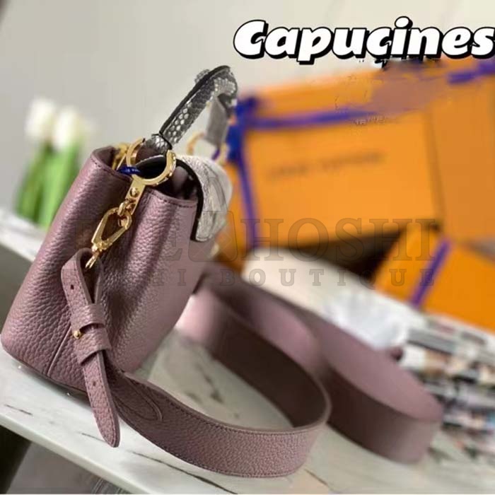 L0vis Vvtt0n LV Women Capucines Mini Handbag Taupe Taurillon Python Leather Master Quality