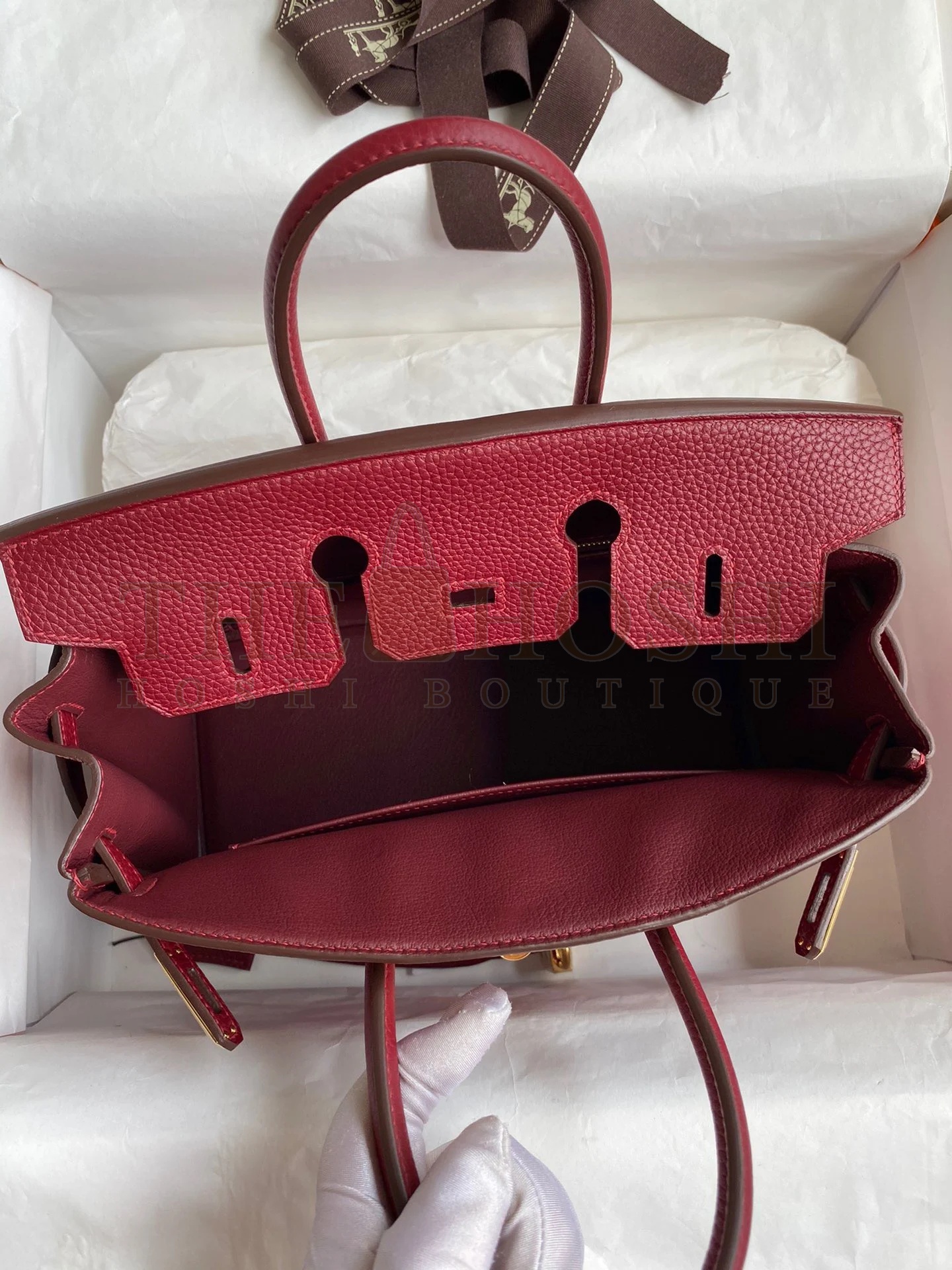 H**me5 Birkin 25 Retourne Handmade Bag In Bordeaux Clemence Leather Master Quality