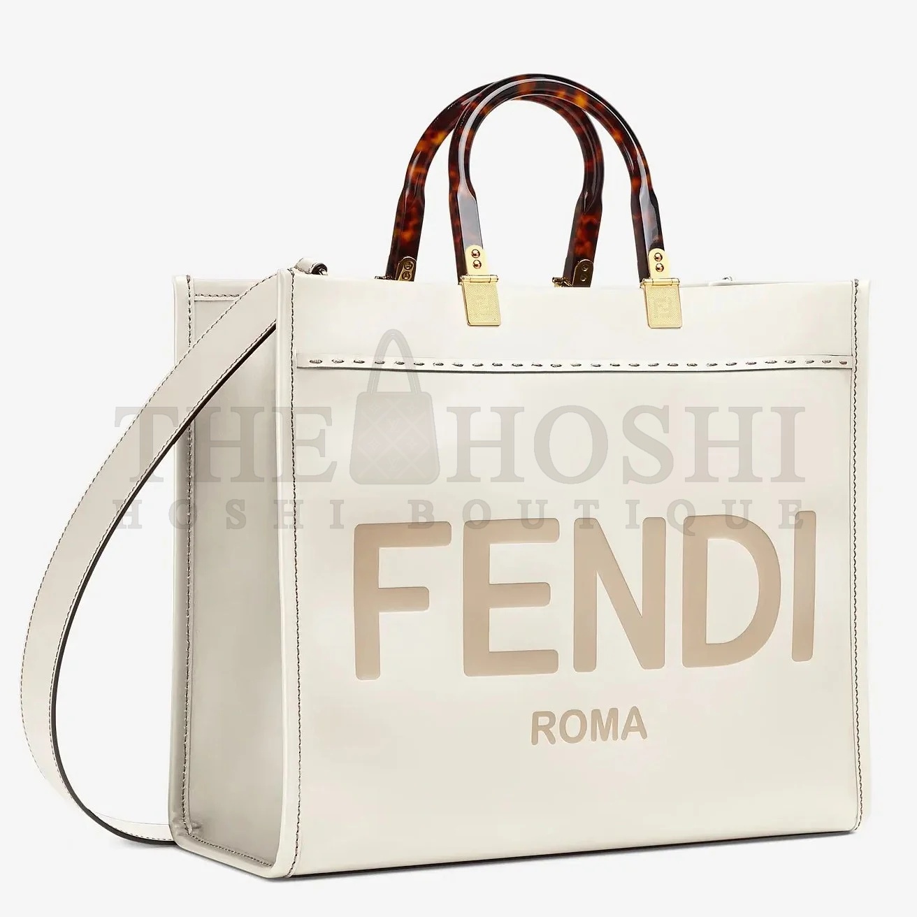 F**di Sunshine Medium Tote Bag In White Calfskin Master Quality