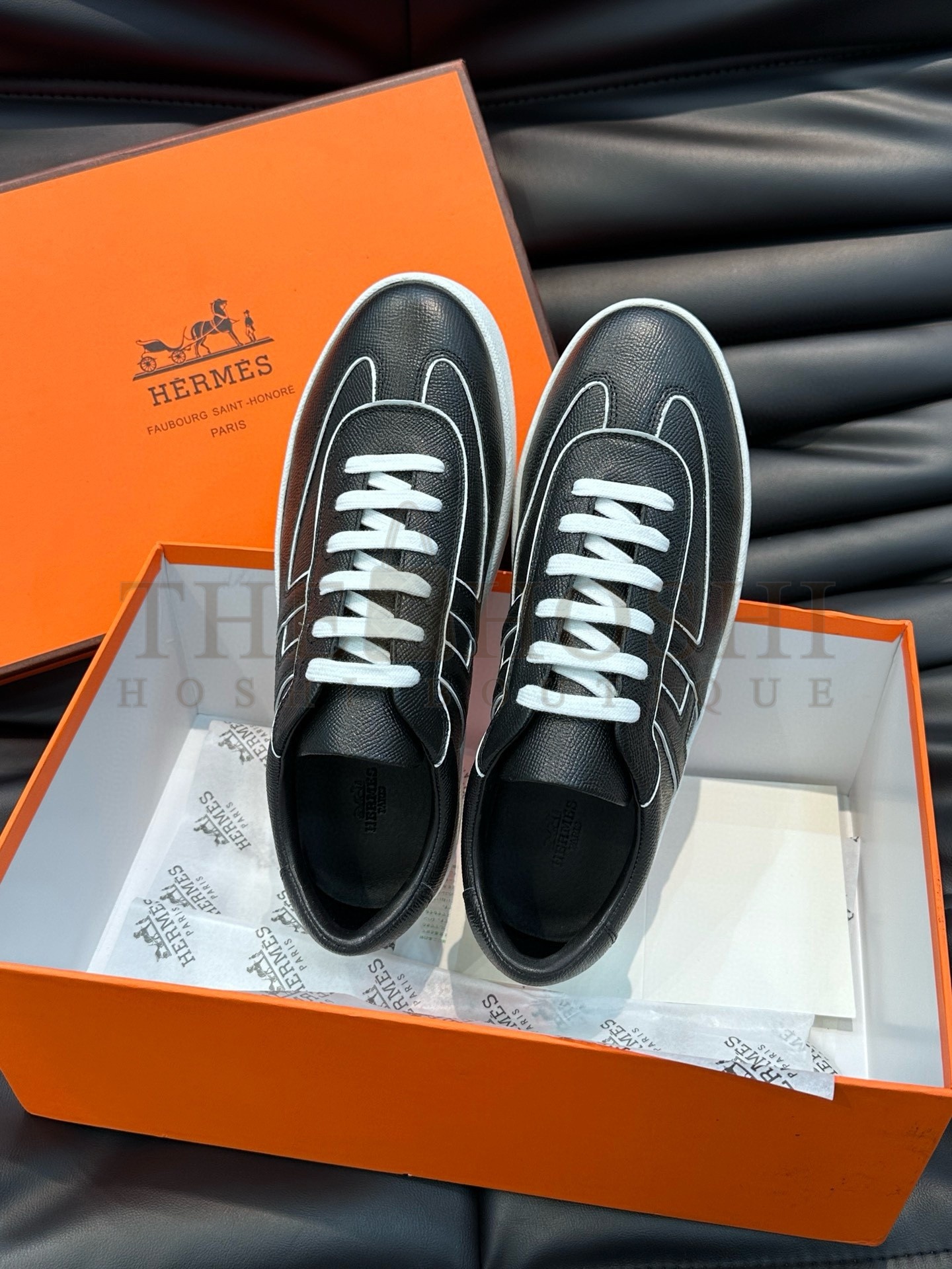 H**me5 Boomerang Sneakers In Noir Epsom Calfskin Master Quality