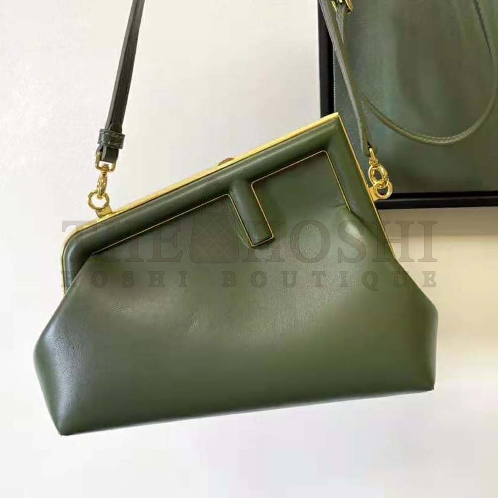 F**di Women First Small Dark Green Leather Bag Master Quality