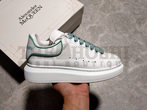A1exa*der Mcqv*en Sole Leather Sneakers White/White/Green Master Quality