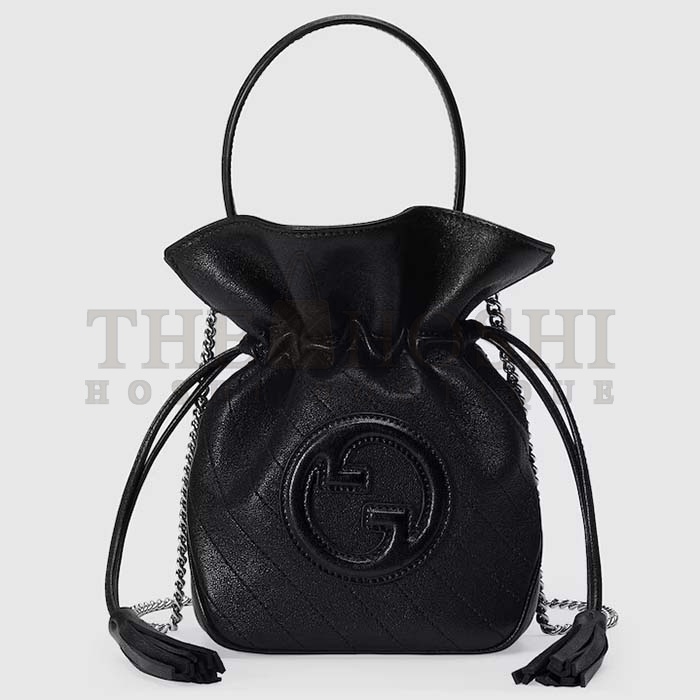 Gvc*1 Women GG Blondie Mini Bucket Bag Black Leather Round Interlocking G Master Quality