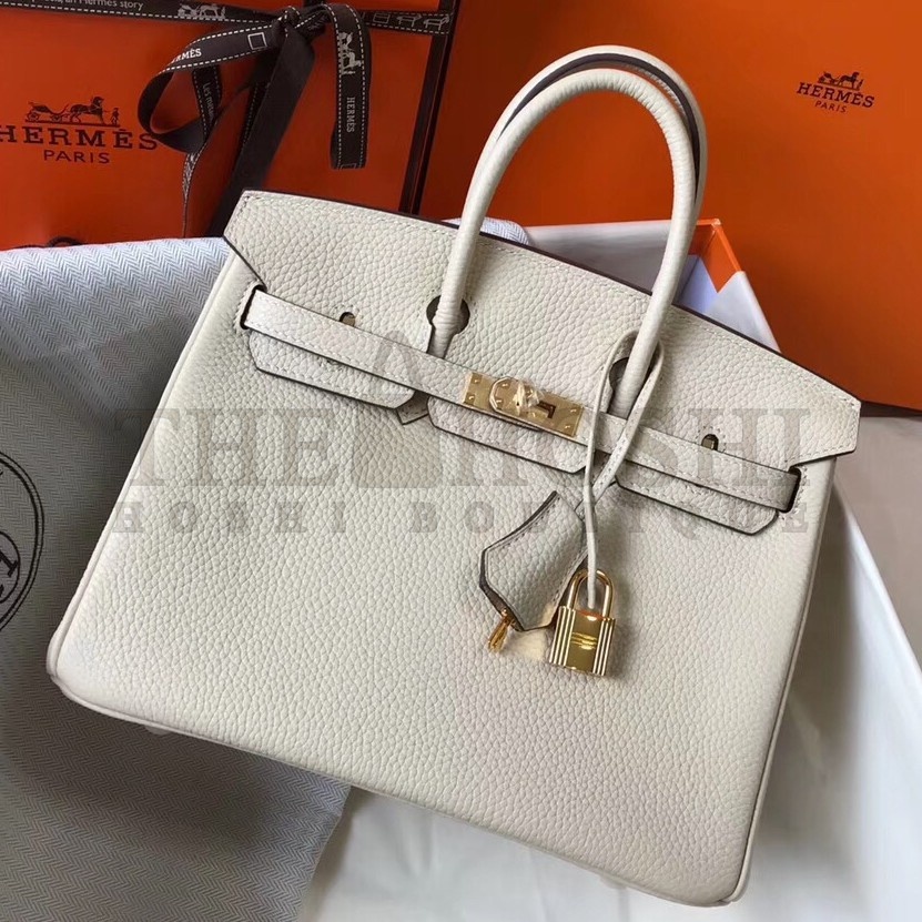 H**me5 Birkin 25 Bag In Beton Clemence Leather with GHW Master Quality