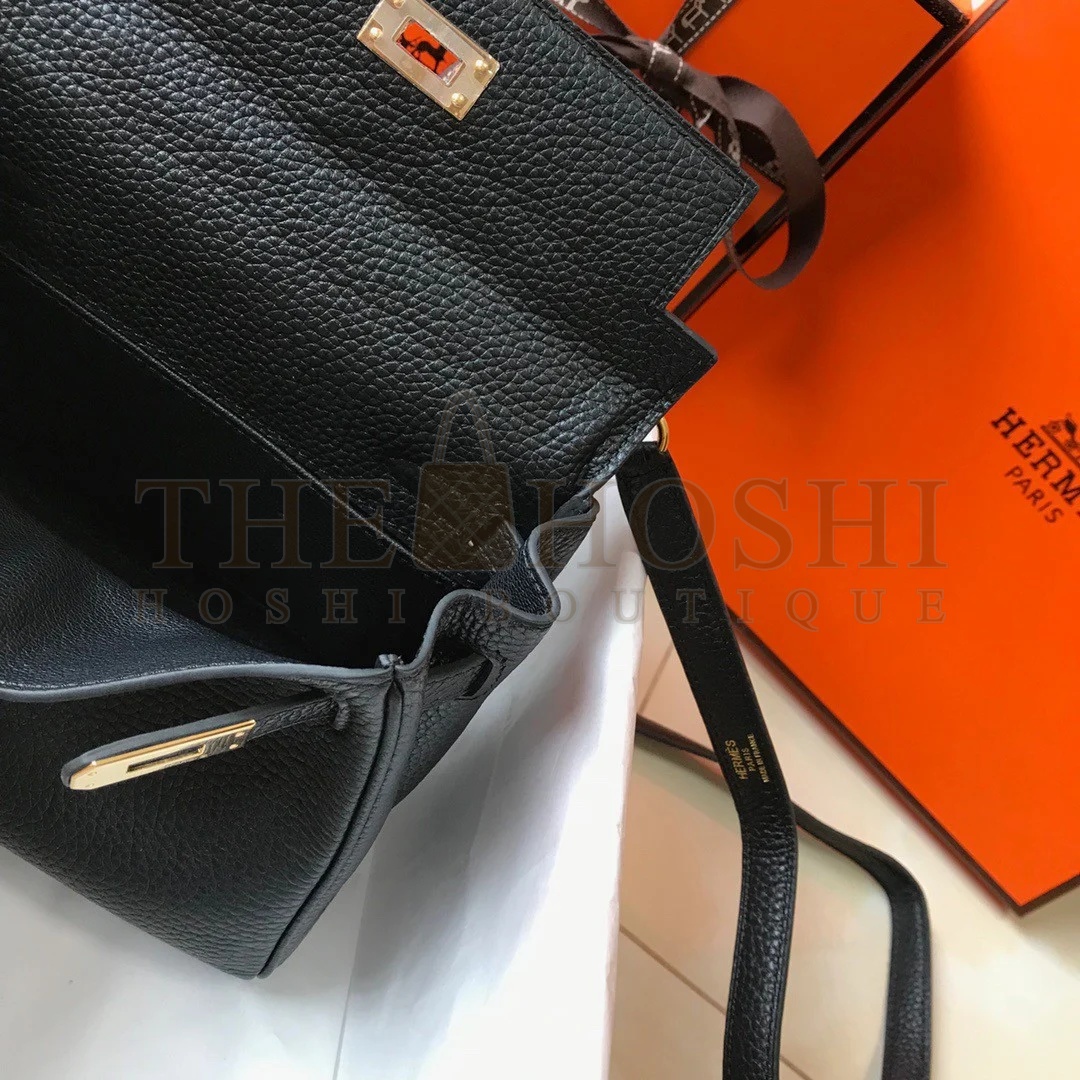 H**me5 Kelly 20cm Bag In Black Clemence Leather GHW Master Quality