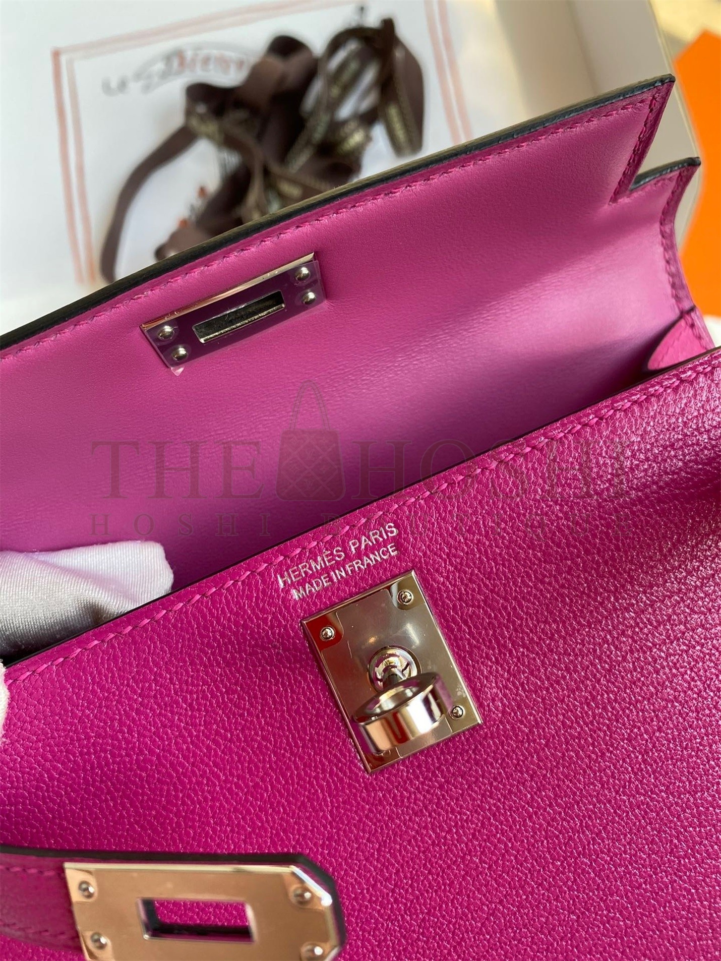 H**me5 Kelly Mini II Sellier Handmade Bag In Rose Purple Chevre Mysore Leather Master Quality