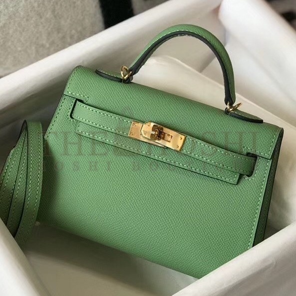 H**me5 Kelly Mini II Bag In Vert Criquet Epsom Leather Master Quality