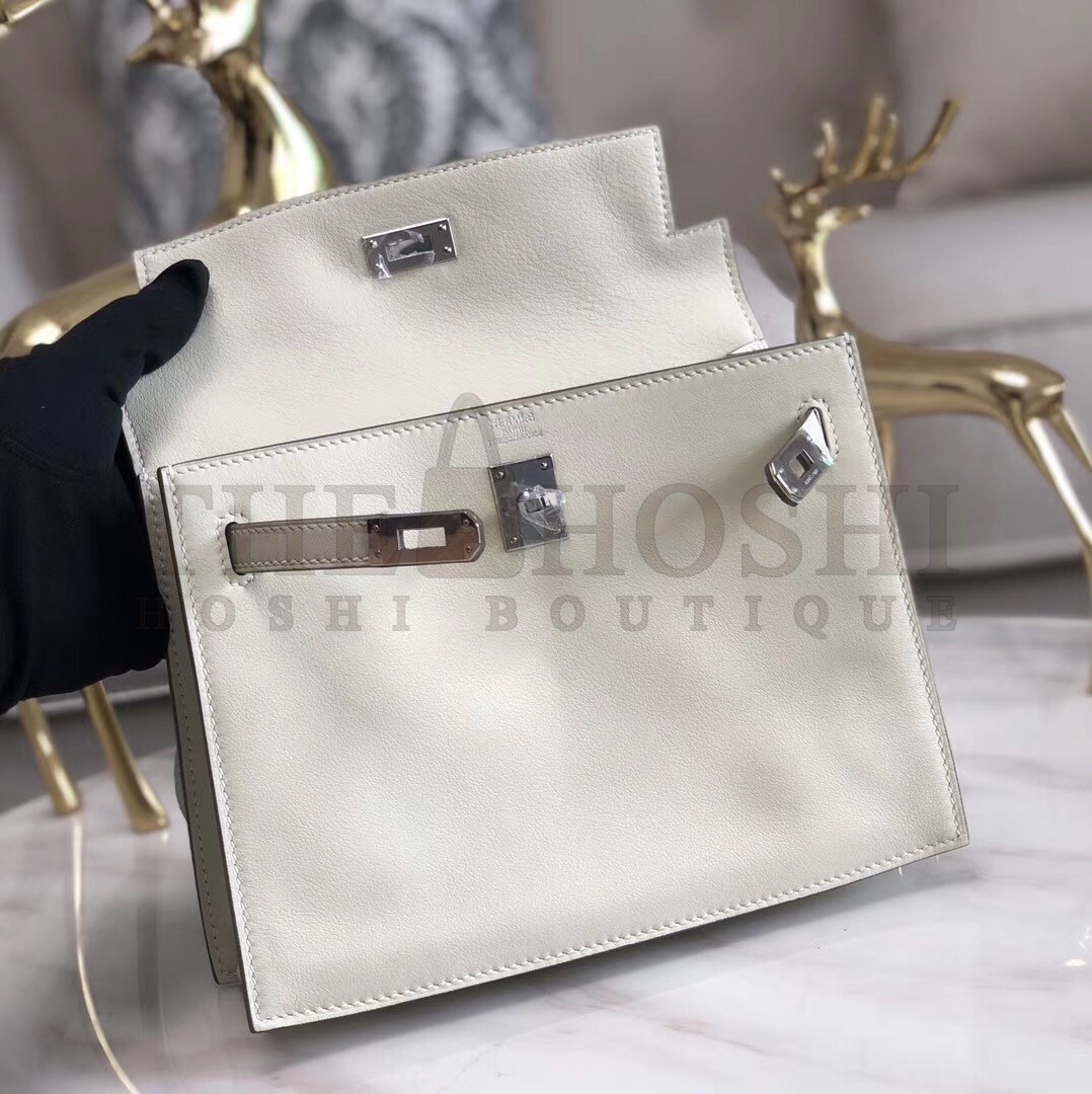H**me5 White Swift Kelly Danse Bag Master Quality