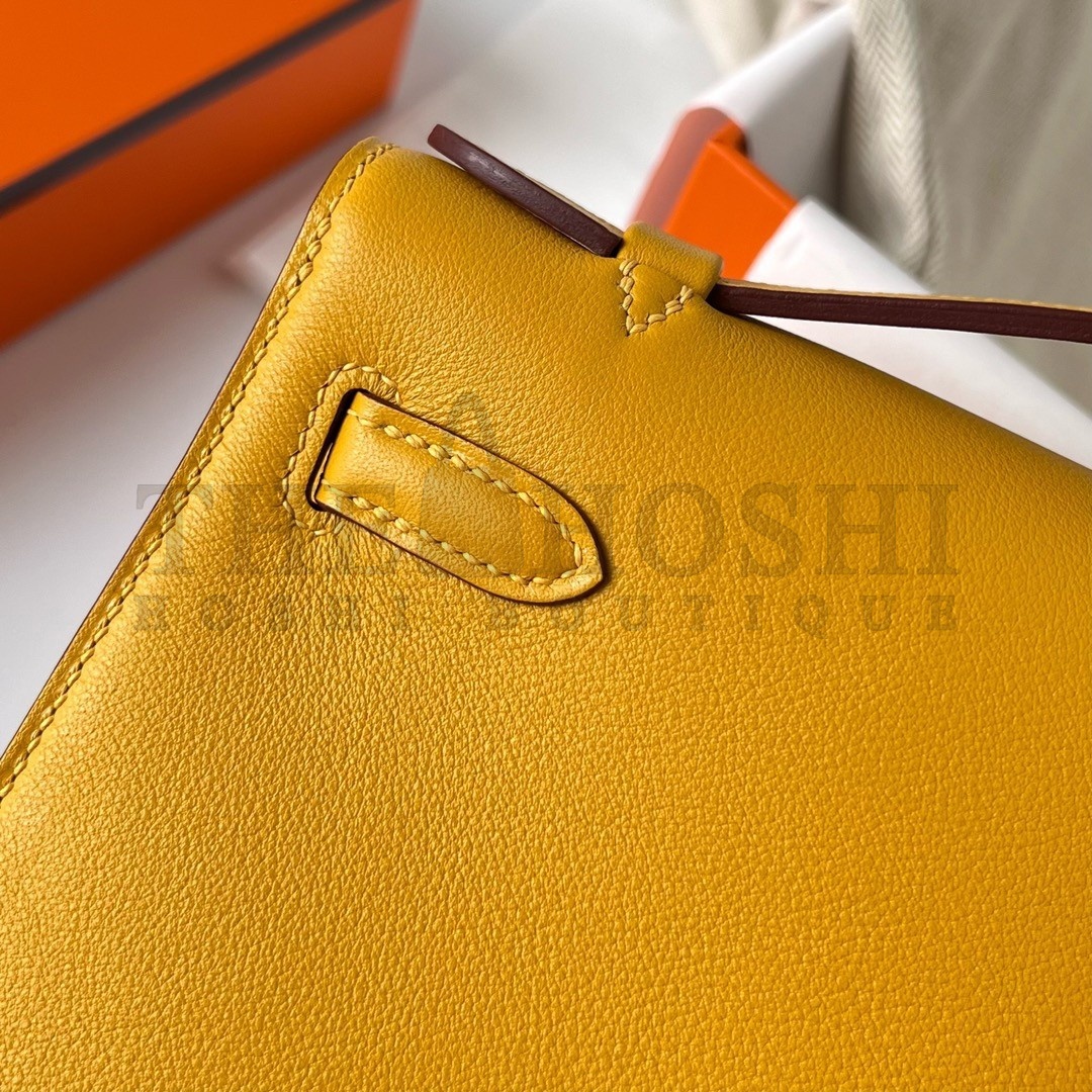 H**me5 Kelly Pochette Handmade Bag In Jaune Ambre Swift Calfskin Master Quality