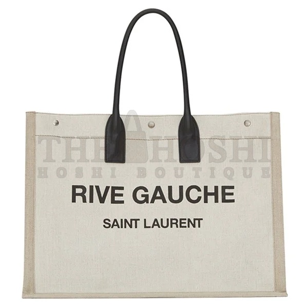 Sa1nt Lau*nt Rive Gauche Tote Bag in White Linen and Black Leather Master Quality