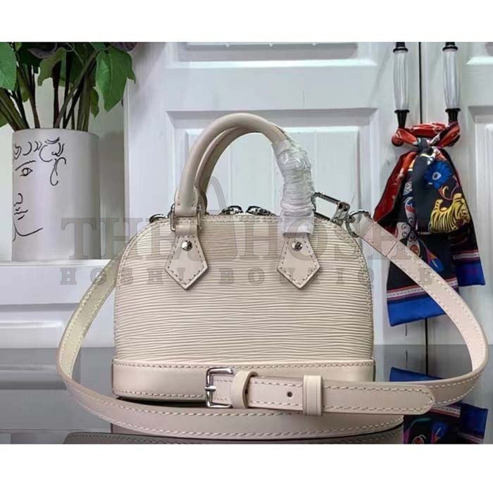 L0vis Vvtt0n LV Women Nano Alma Handbag Quartz White Epi Grained Cowhide Leather Master Quality