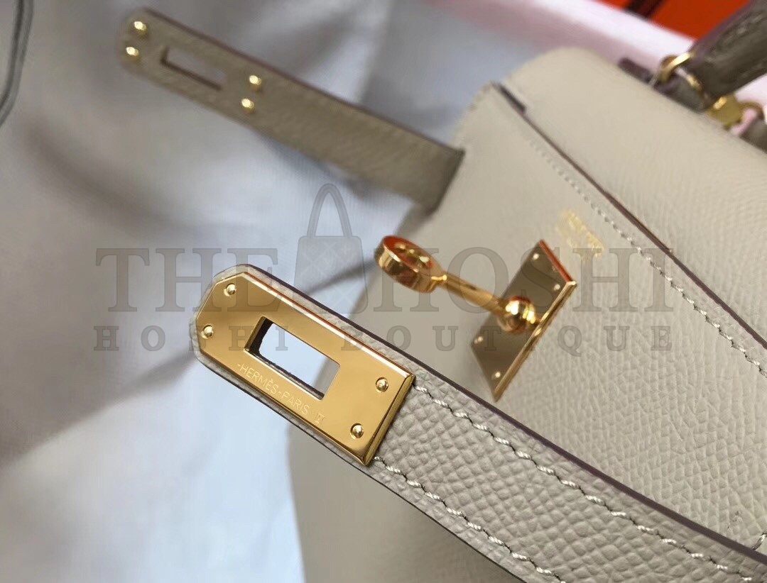 H**me5 Kelly Mini II Bag In Gris Tourterelle Epsom Leather Master Quality