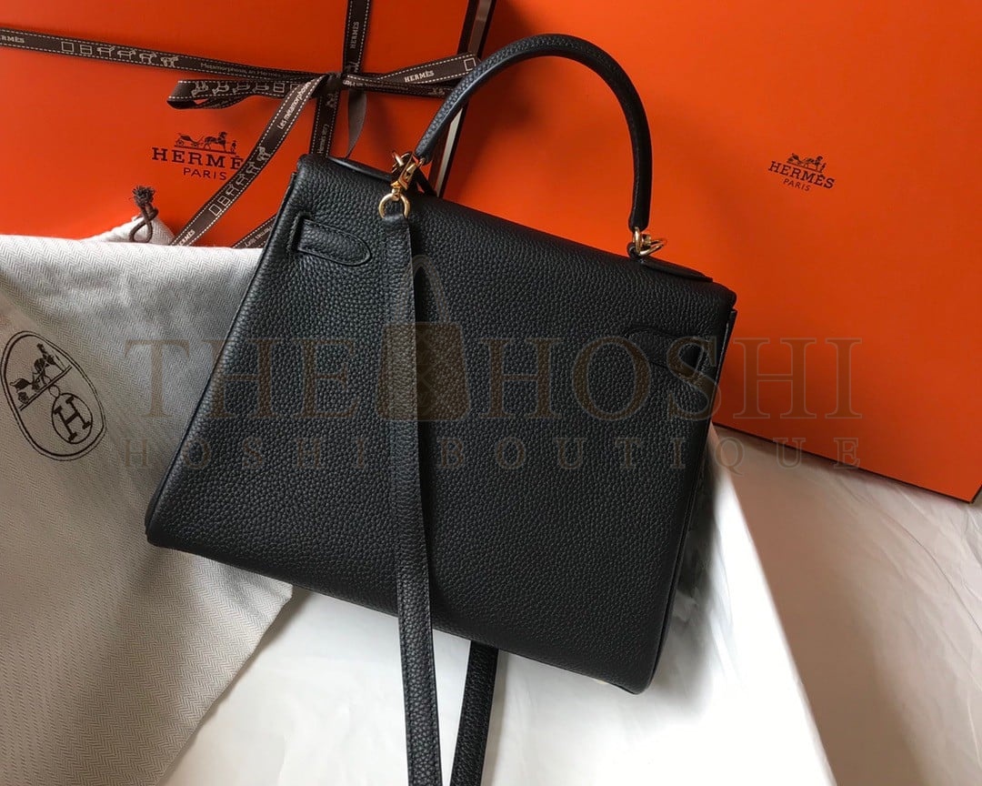 H**me5 Kelly 32cm Retourne Bag in Black Clemence Leather GHW Master Quality