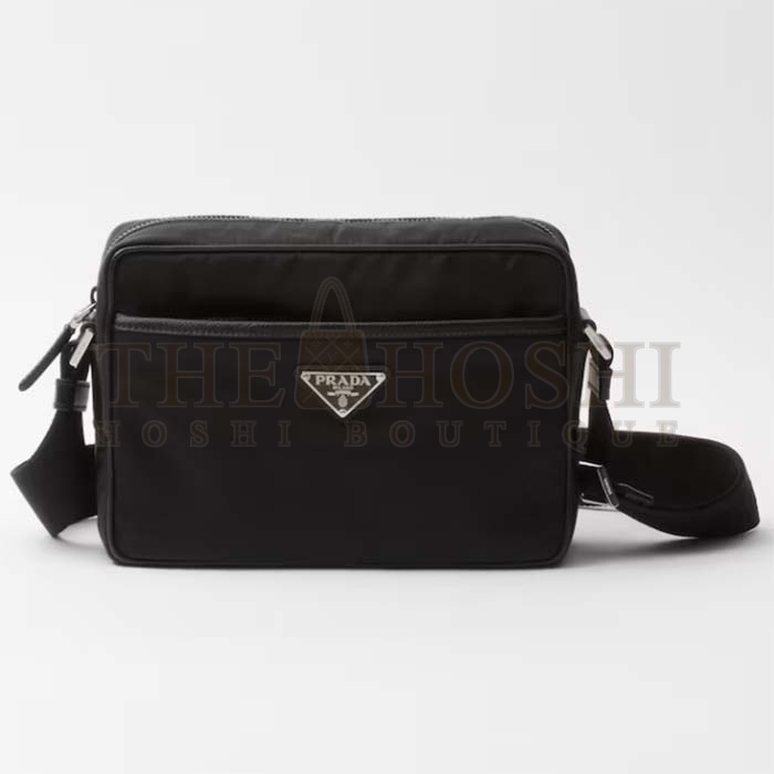 Pra*a Unisex Re-Nylon Saffiano Shoulder Bag Zipper Closure Fabric Leather Master Quality