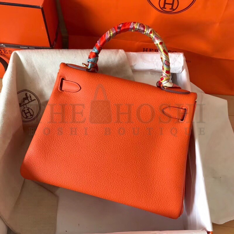 H**me5 Orange Clemence Kelly 28cm Handmade Bag Master Quality
