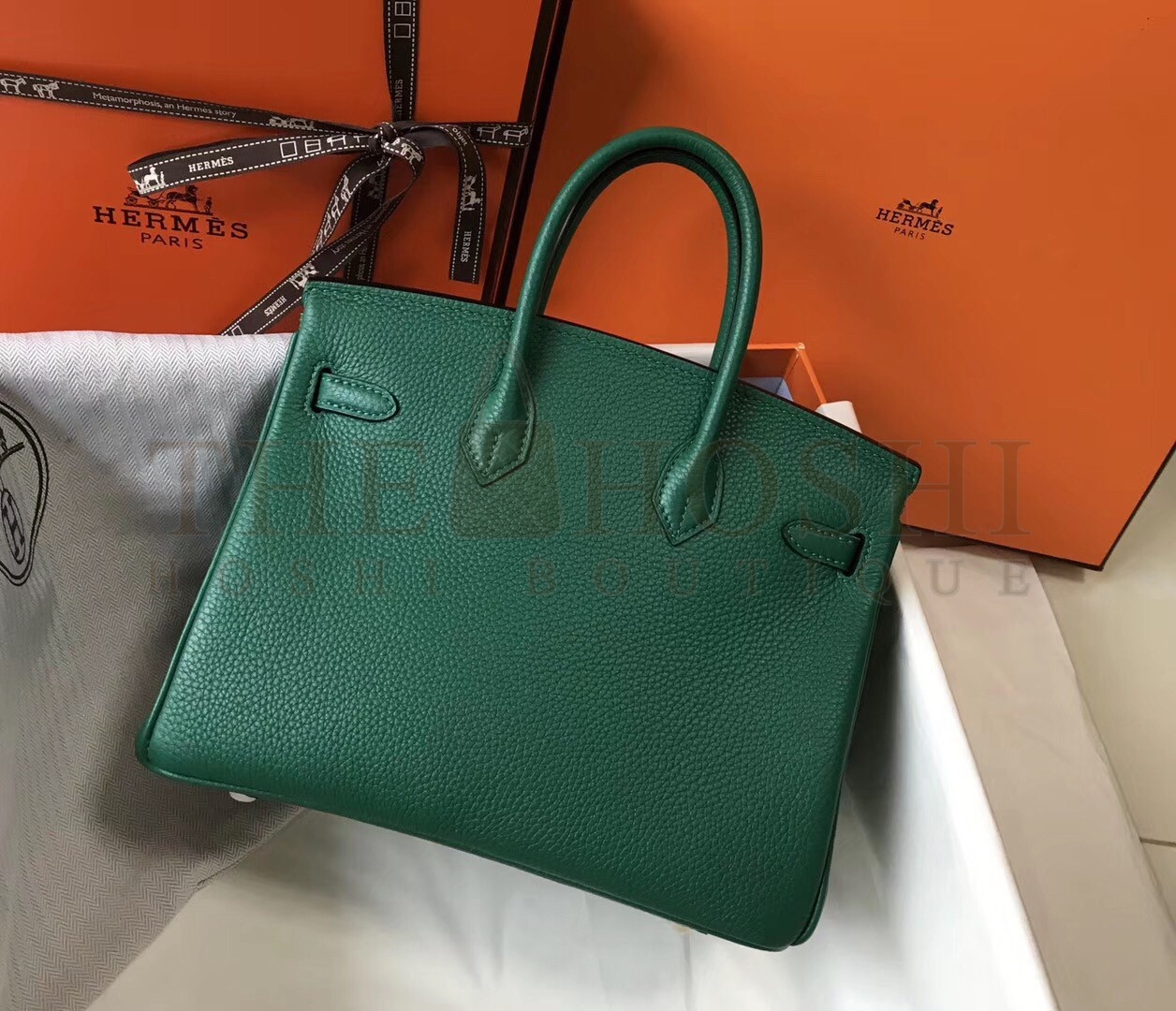 H**me5 Birkin 25 Bag In Vert Vertigo Clemence Leather with GHW Master Quality