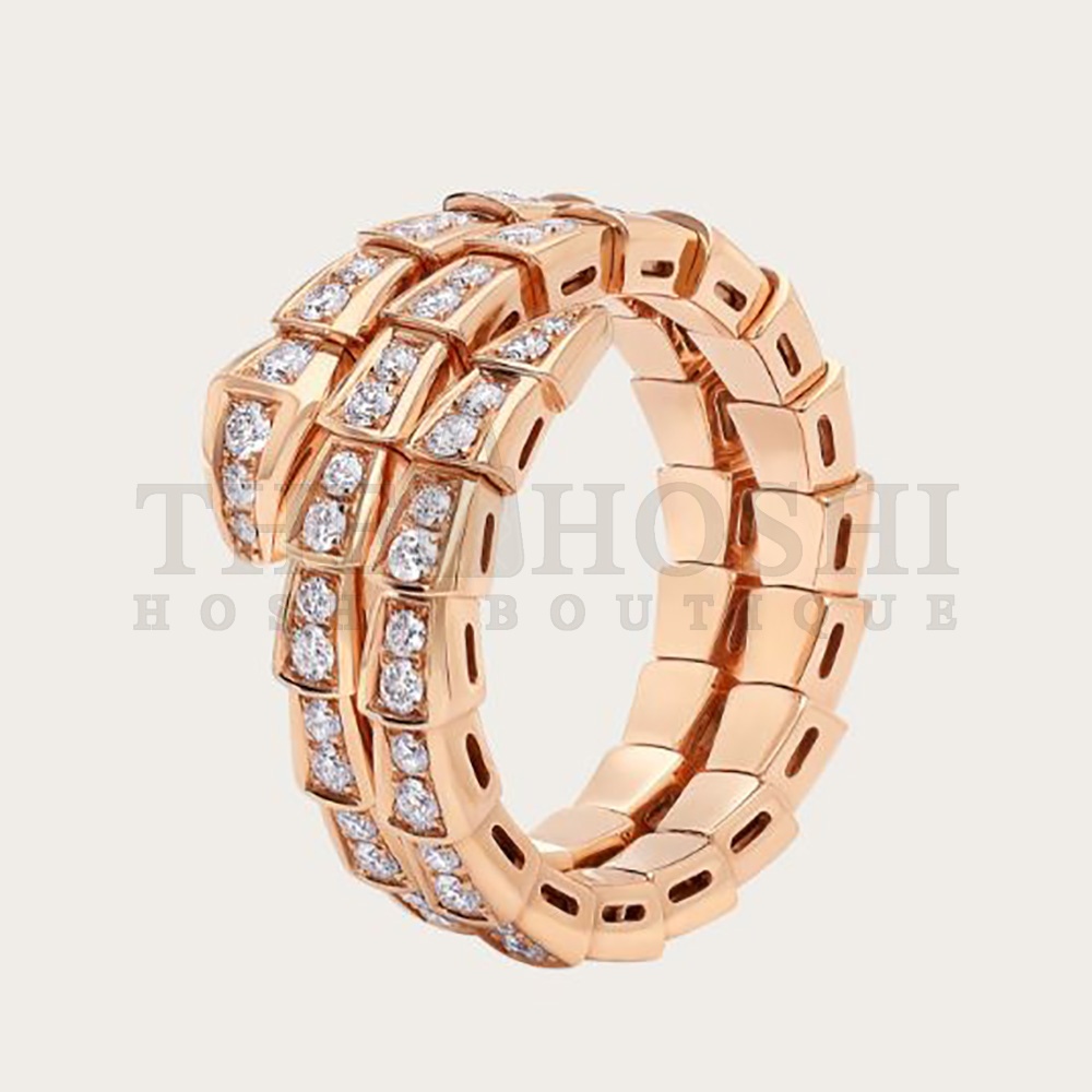 Bv1g*ai Women Serpenti Viper Two-coil 18 KT Rose Gold Ring Master Quality