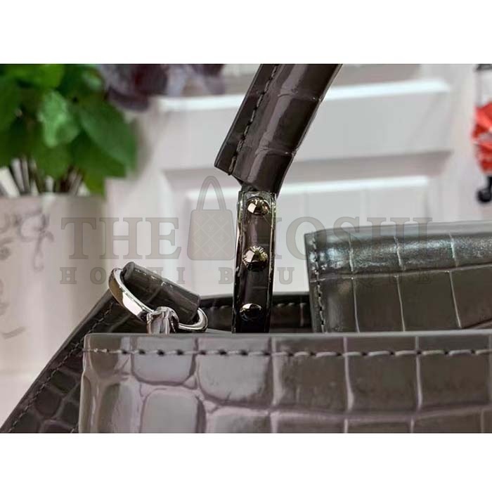 L0vis Vvtt0n LV Women Capucines MM Handbag Grey Crocodilien Brillant Savoir Faire Master Quality