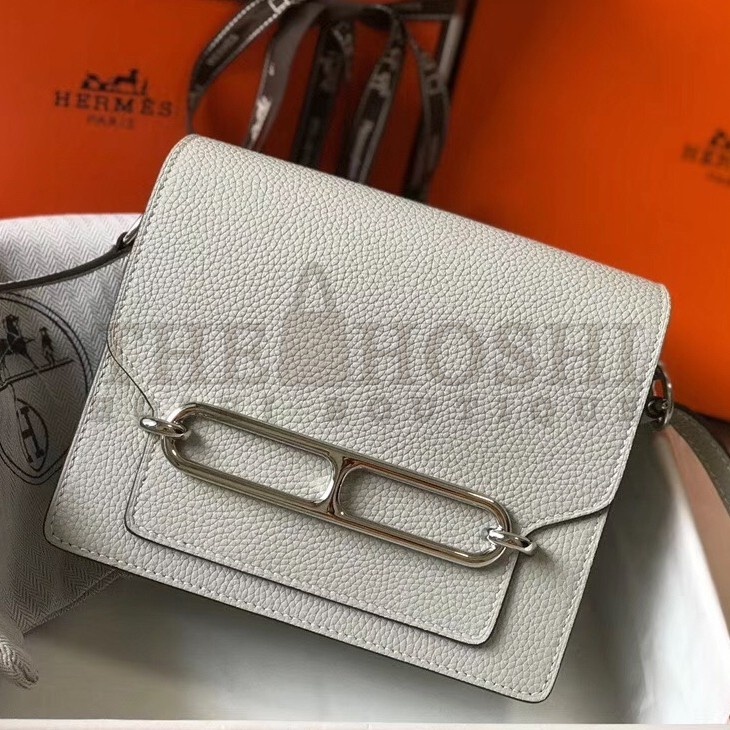 H**me5 Mini Sac Roulis 18cm Bag In Pearl Grey Evercolor Calfskin Master Quality