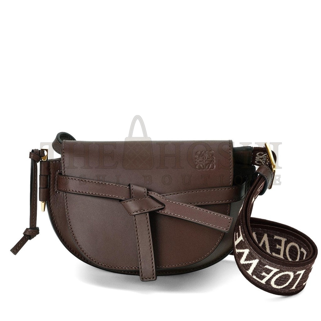 L0ew* Mini Gate Dual Bag In Chocolate Calfskin Master Quality