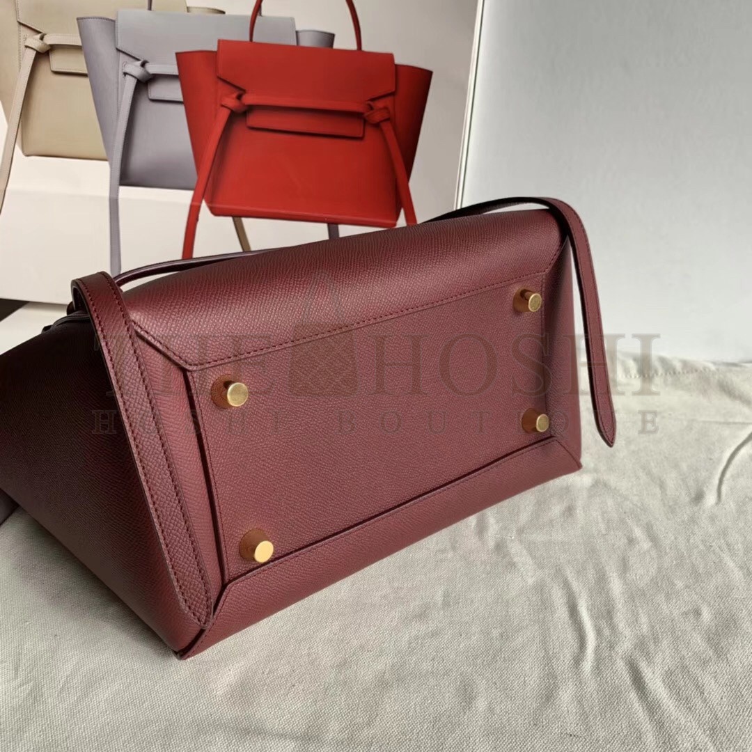 Ce1i*e Belt Mini Bag In Bordeaux Grained Calfskin Master Quality