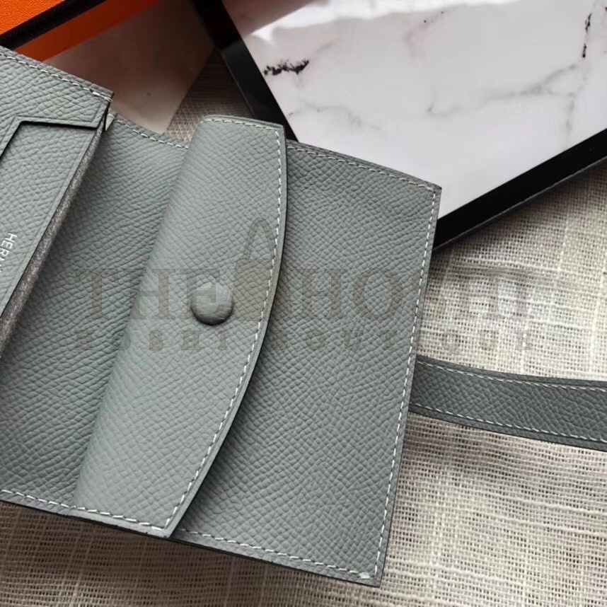 H**me5 Bearn Mini Wallet In Blue Lin Epsom Leather Master Quality