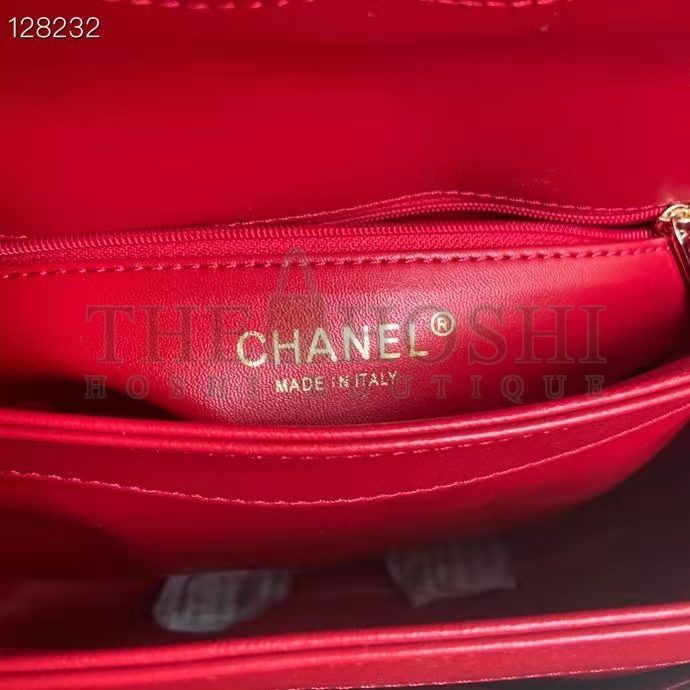 Ch**el Women Flap Bag Top Handle Smooth Calfskin Gold-Tone Metal Red Master Quality