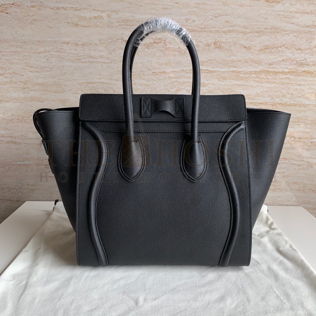 Ce1i*e Mini Luggage Tote Bag In Black Drummed Calfskin Master Quality