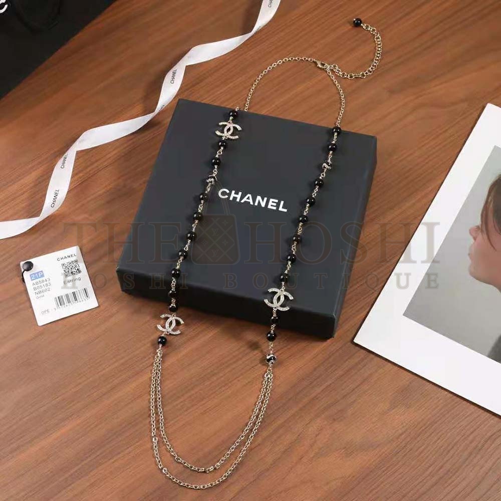 Ch**el Women Long Necklace in Metal Glass Pearls and Strass Master Quality