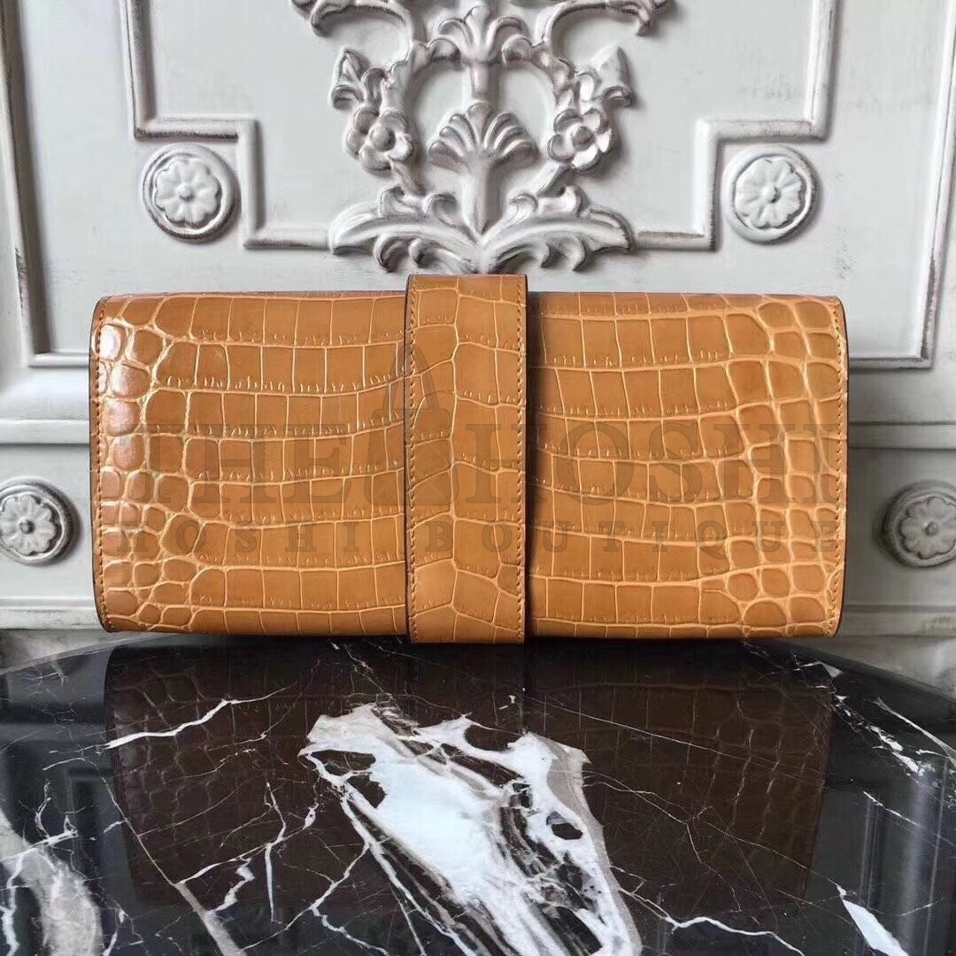 H**me5 Medor Clutch Bag In Camarel Crocodile Leather Master Quality