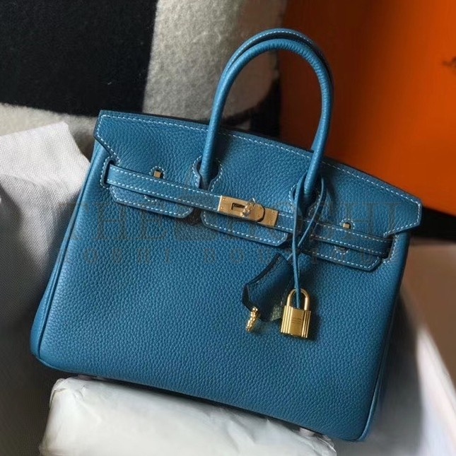 H**me5 Birkin 25cm Bag In Blue Jean Clemence Leather Master Quality