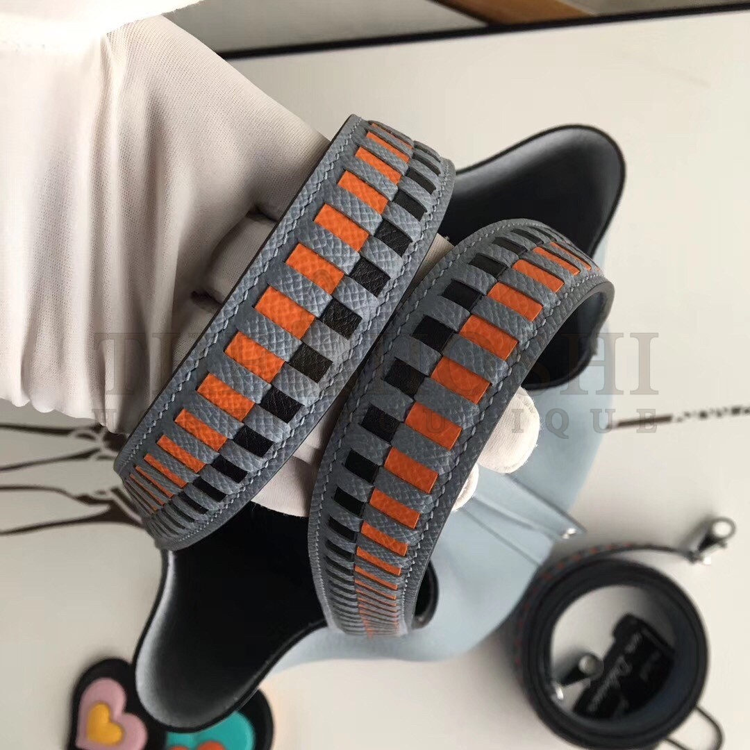 H**me5 Blue Lin Picotin Lock 22cm Braided Handle Bag Master Quality