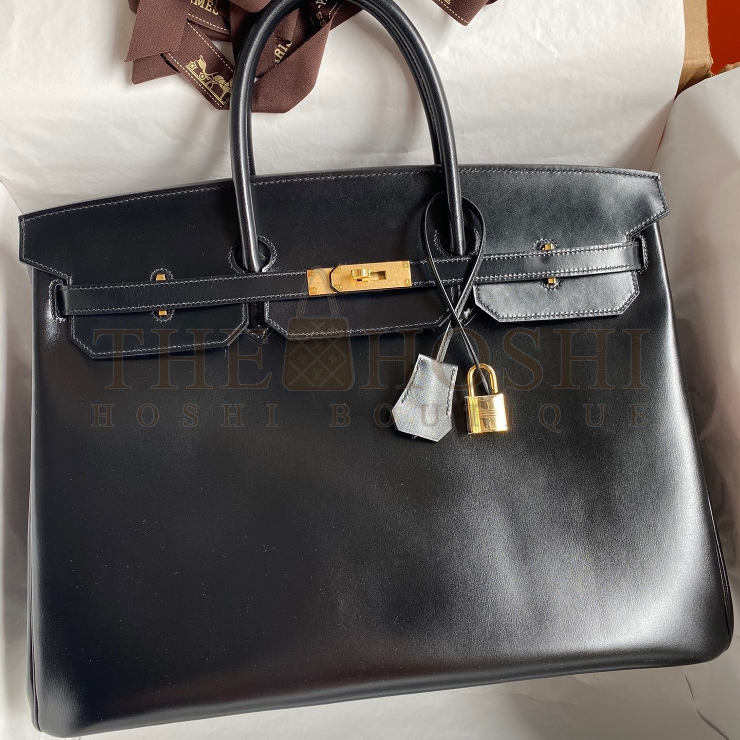 H**me5 Birkin 40 Retourne Handmade Bag In Black Box Calfskin Master Quality
