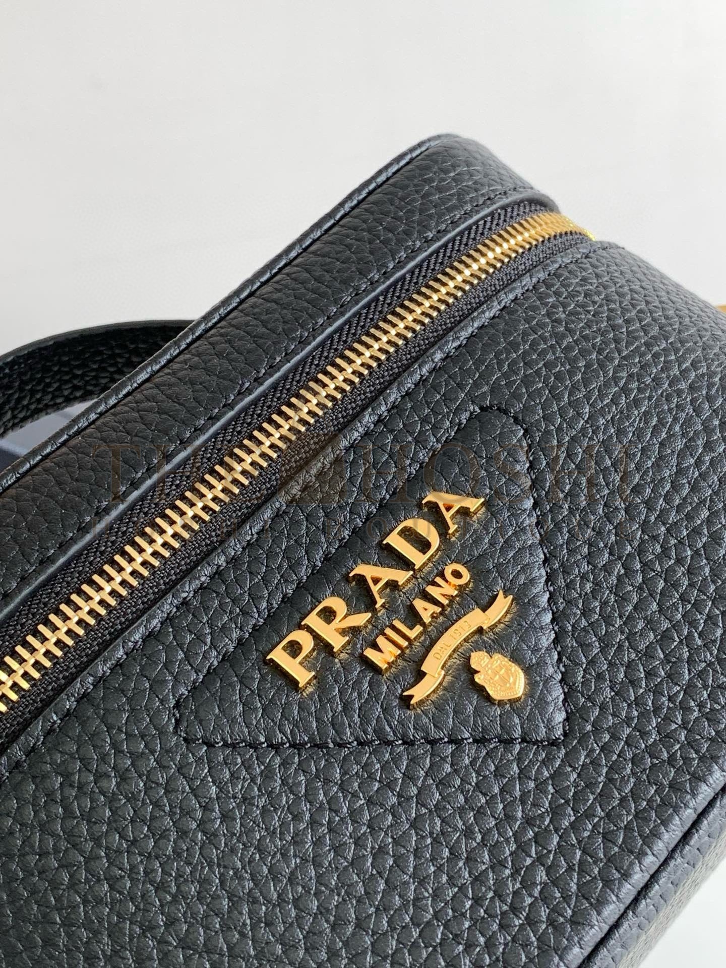 Pra*a Mini Vanity Bag in Black Grained Leather Master Quality