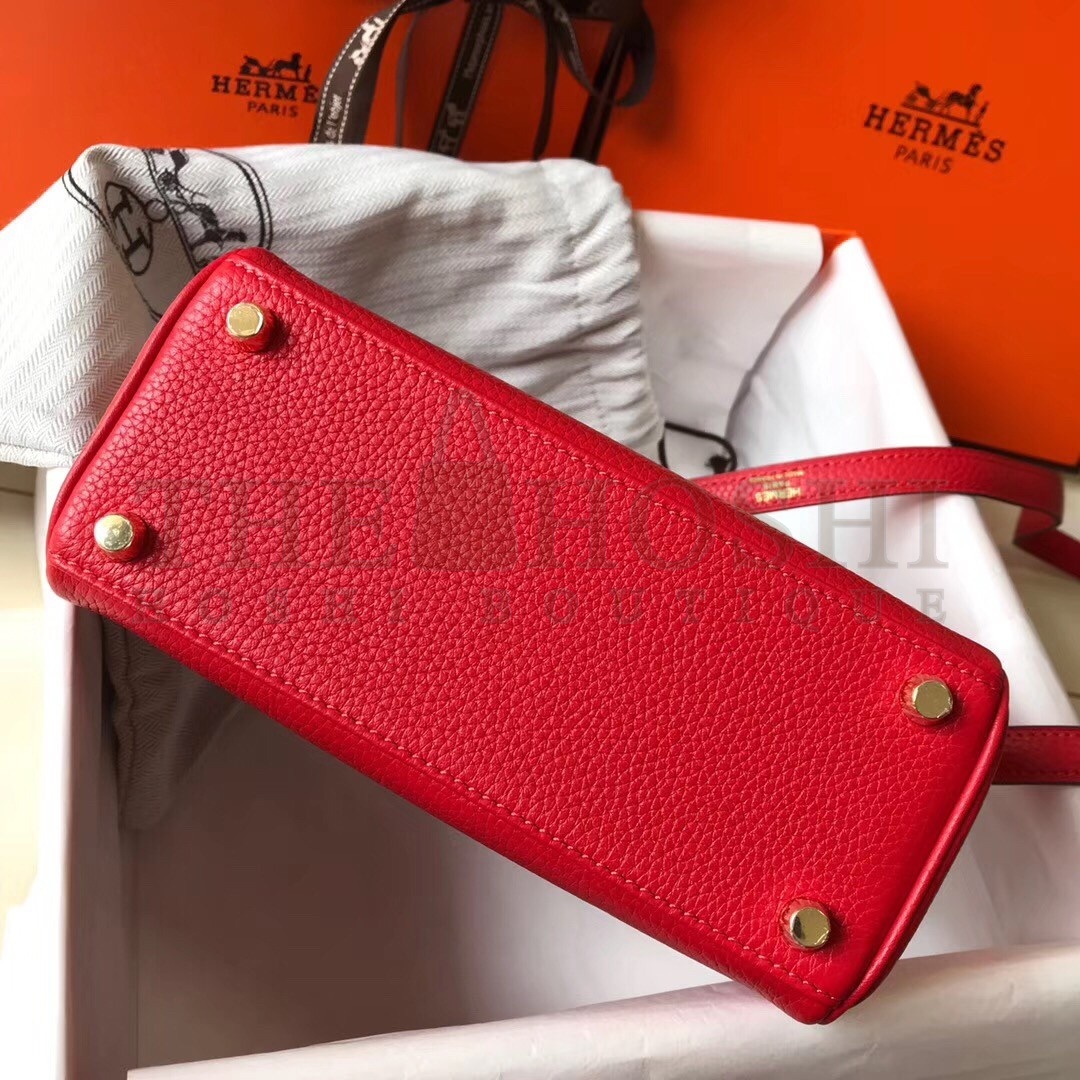 H**me5 Mini Kelly 20cm Bag In Red Clemence Leather Master Quality