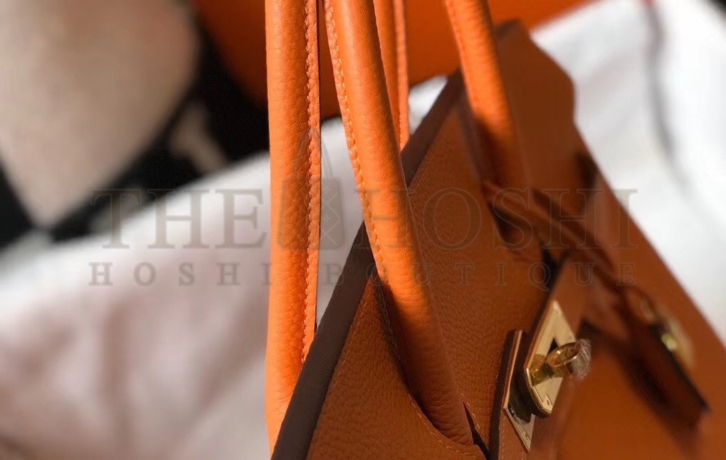 H**me5 Birkin 35 Bag in Orange Clemence Leather with GHW Master Quality