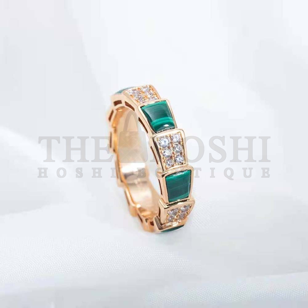Bv1g*ai Women Serpenti Viper Band Ring in 18 KT Rose Gold-Green Master Quality