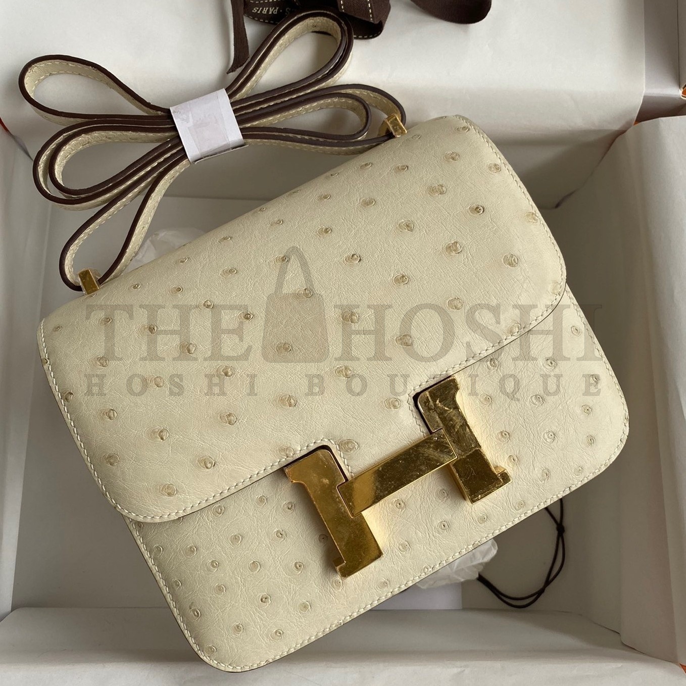 H**me5 Constance 18 Handmade Bag In Parchemin Ostrich Leather Master Quality