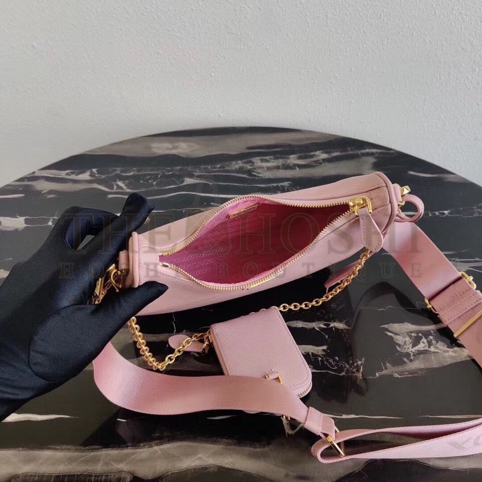 Pra*a Re-Edition 2005 Shoulder Bag In Pink Saffiano Leather Master Quality
