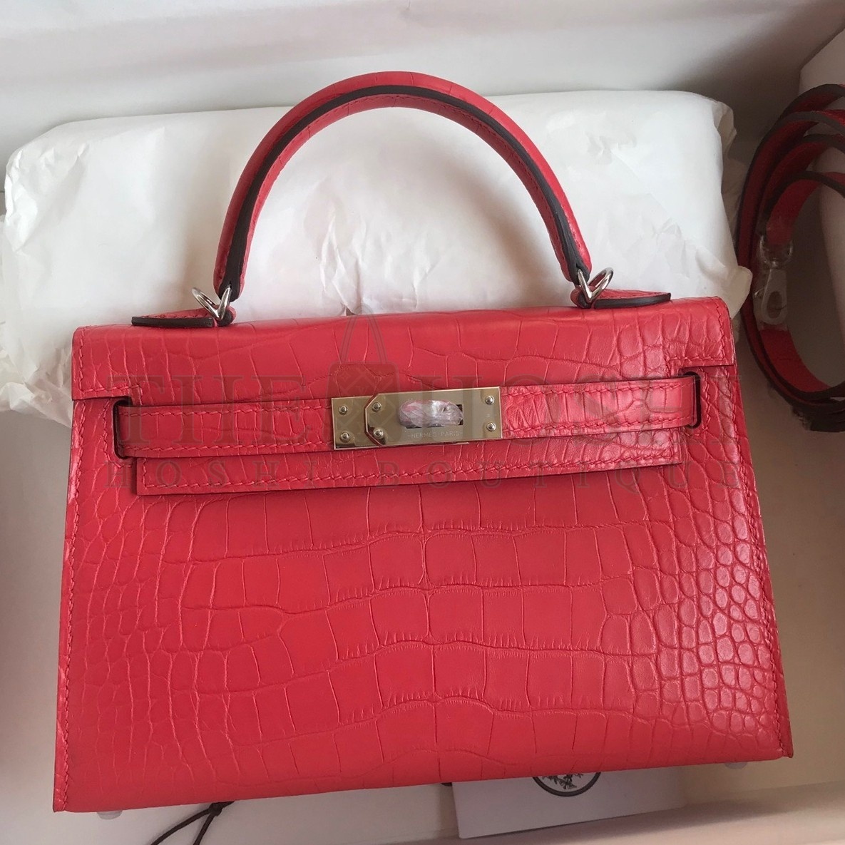 H**me5 Kelly Mini II Sellier Handmade Bag In Rose Extreme Matte Alligator Leather Master Quality