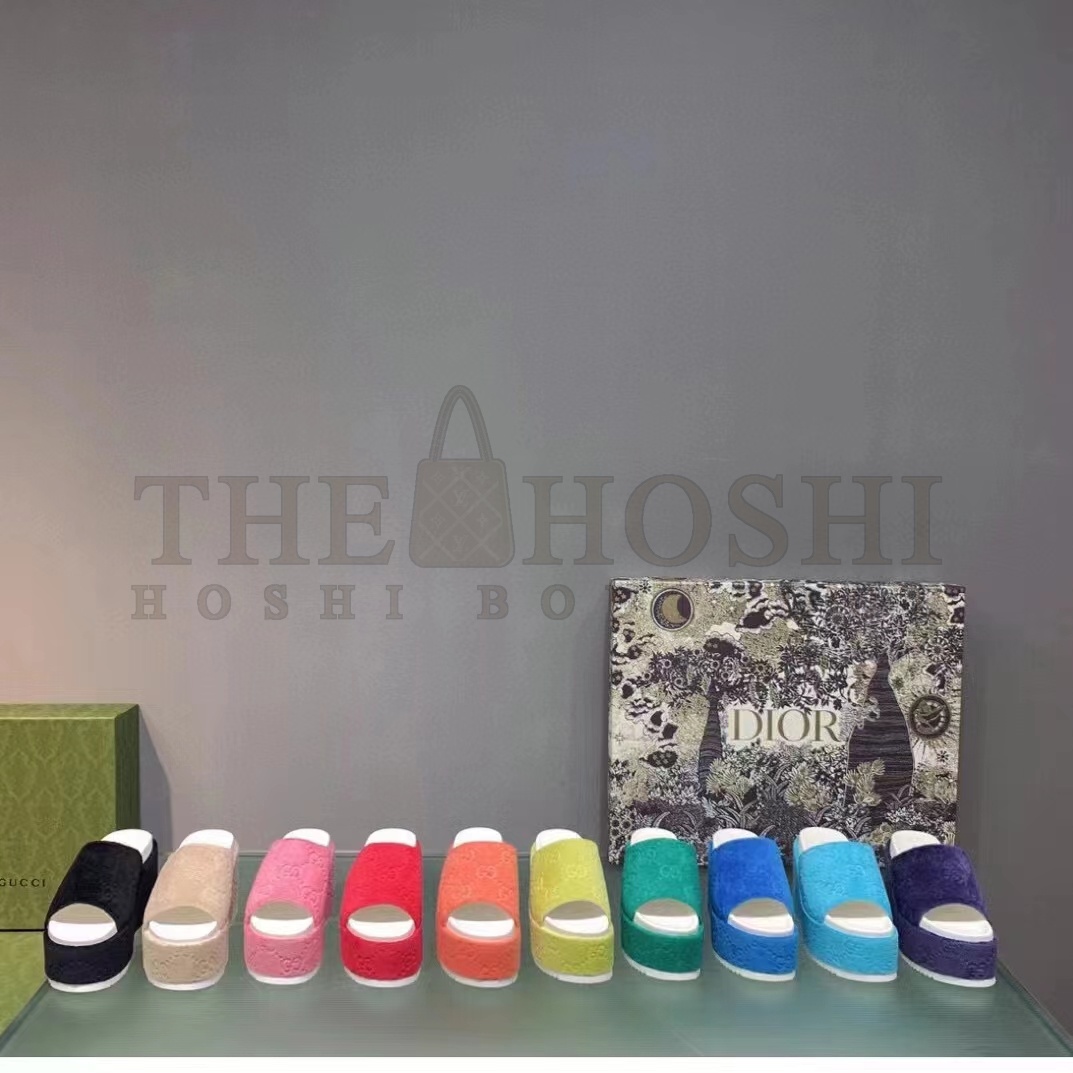 Gvc*1 Unisex G2 Platform Sandals Blue G2 Cotton Sponge Rubber Sole 3 Cm Heel Master Quality