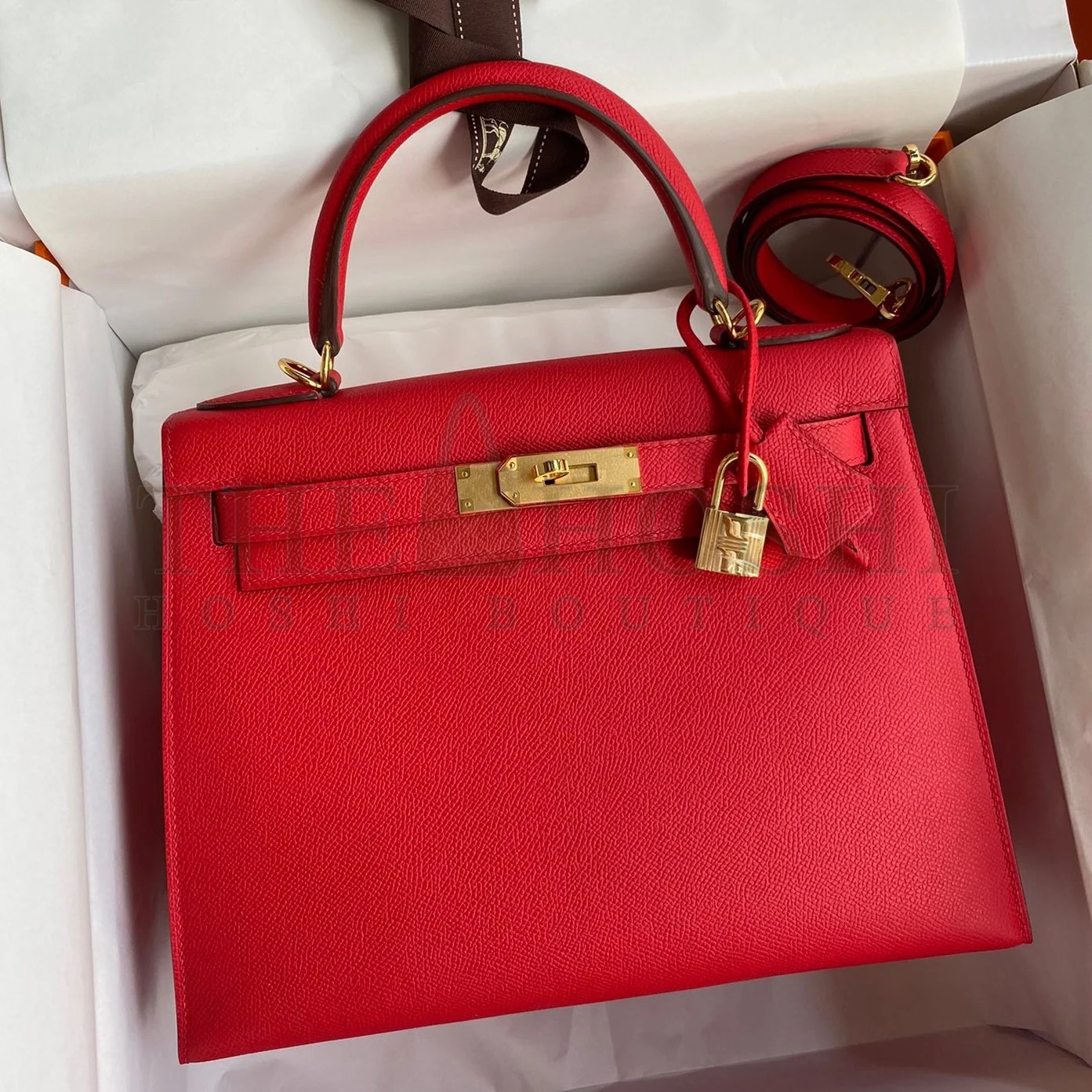 H**me5 Kelly Sellier 28 Handmade Bag In Red Epsom Calfskin Master Quality